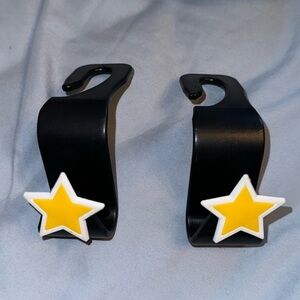 Yellow star, white black car, purse hook, decor, seat,cover accessory